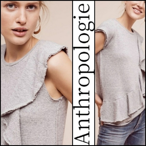 Deletta Anthropologie Choral Ruffle Sweatshirt Top Small. - Picture 2 of 8